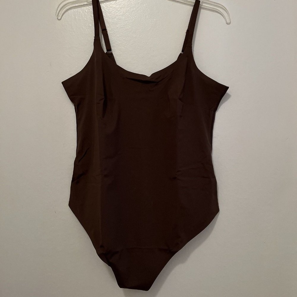 PINSY Spaghetti Strap Scoop Shapesuit Chocolate Brown XL Thong New in Package - Picture 4 of 11